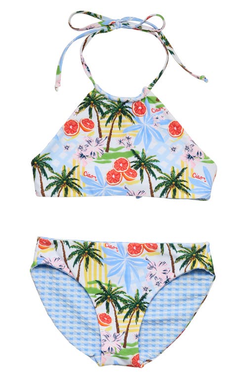 Snapper Rock Kids' Ciao Paradiso Reversible Upf 50+ Two-piece Swimsuit In Blue