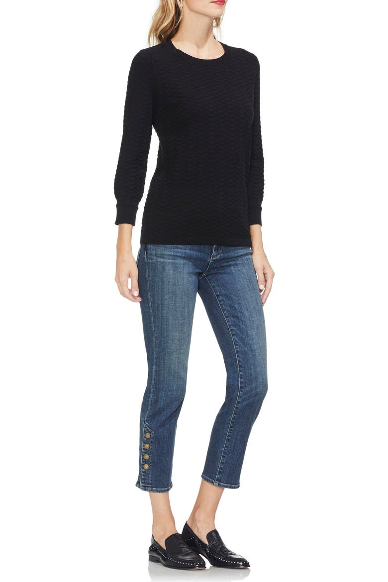 Rhombus Stitch Sweater, Alternate, color, RICH BLACK