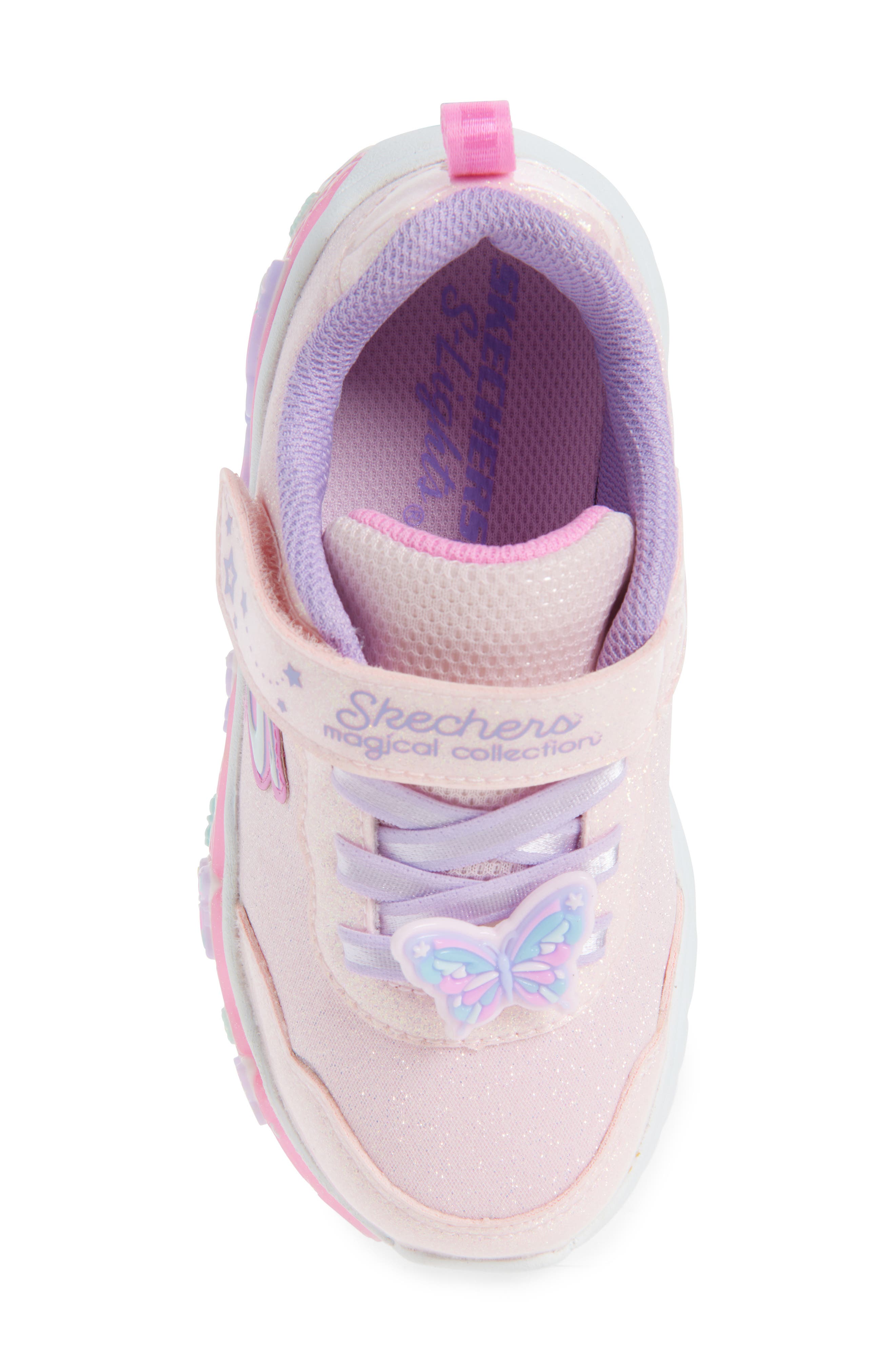 SKECHERS Kids' Lil Butterfly Bliss Light-Up Sneaker, Alternate, color, Light Pink