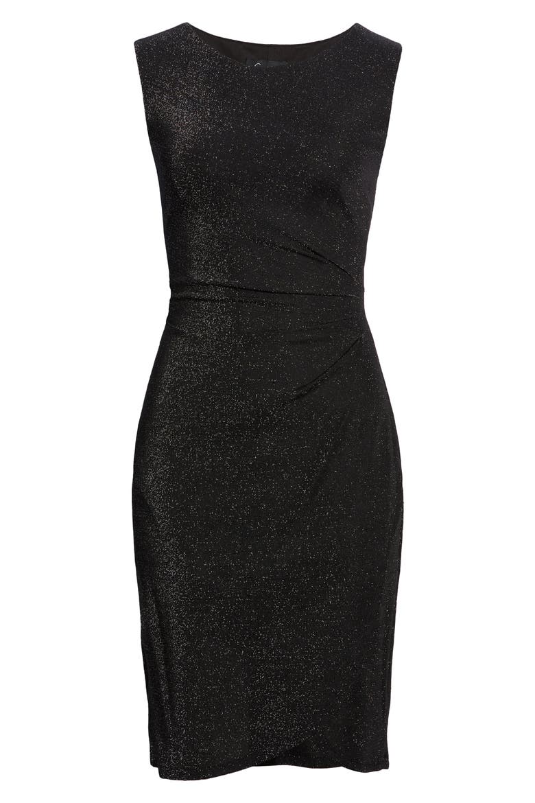 Ruched Metallic Sheath Dress, Alternate, color, SILVER