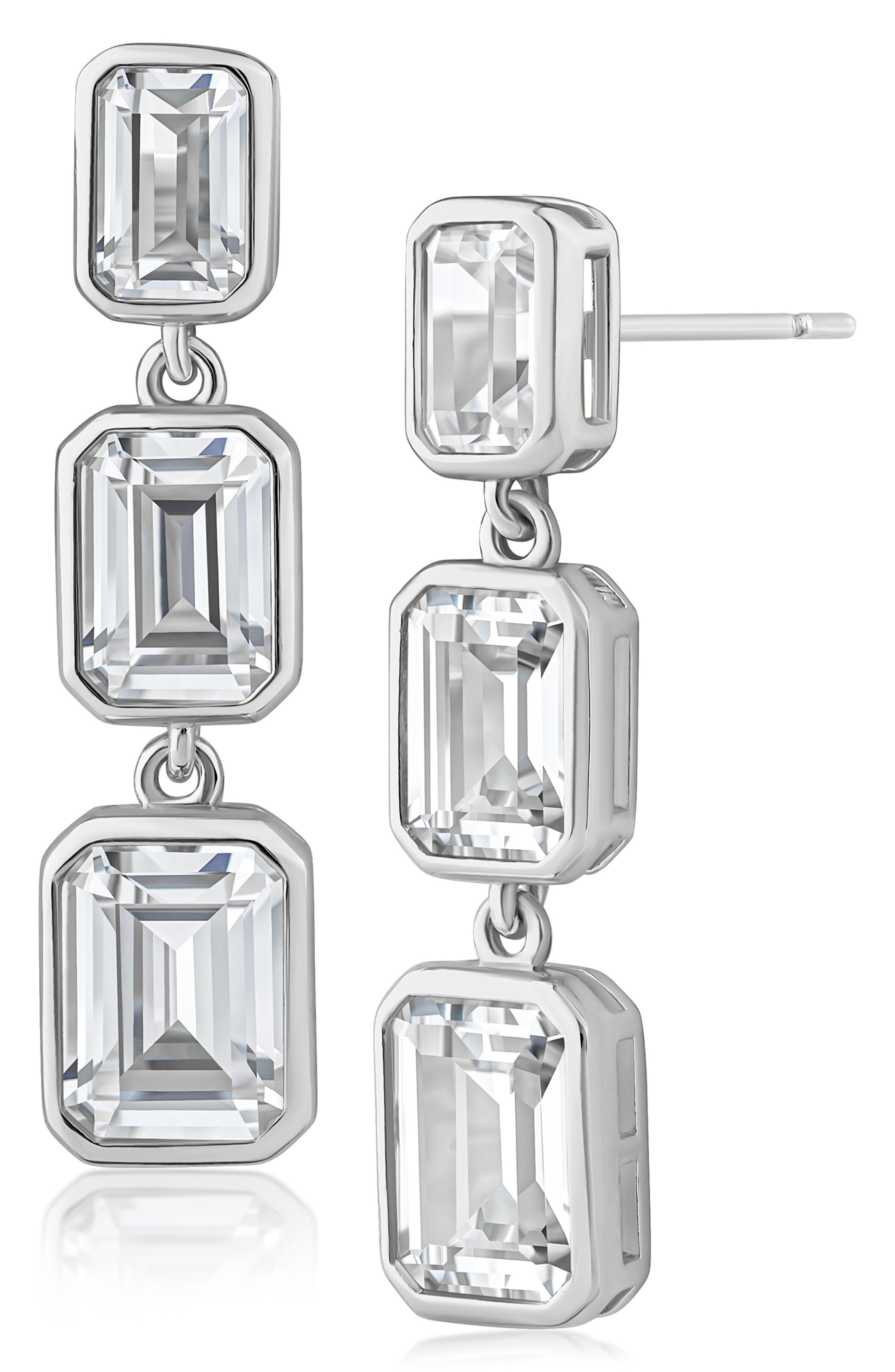 CZ by Kenneth Jay Lane Emerald Bezel Drop Earrings