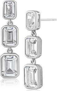 CZ by Kenneth Jay Lane Emerald Bezel Drop Earrings