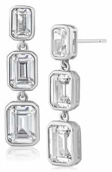 CZ by Kenneth Jay Lane Emerald Bezel Drop Earrings