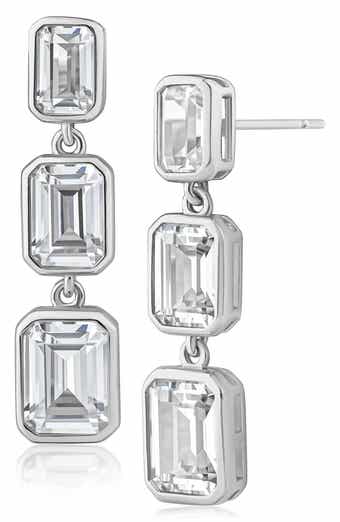 Emerald Bezel Drop Earrings
