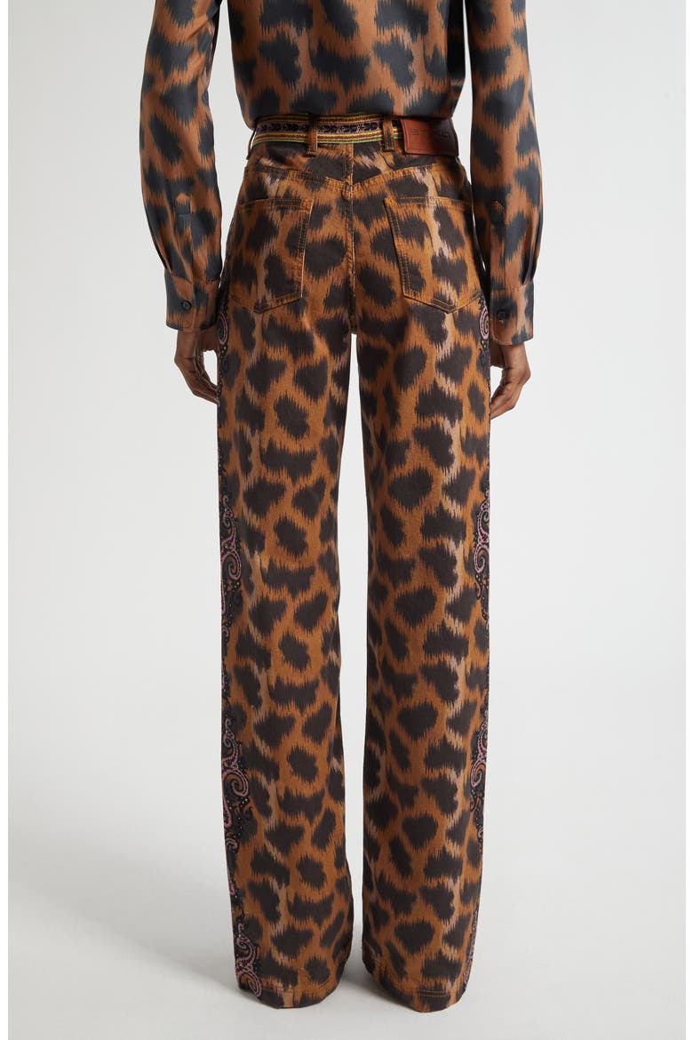 Animal Print Stretch Denim Bootcut Jeans, Alternate, color, DARK BROWN