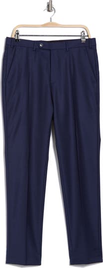 Flat Front Bird's Eye Virgin Wool Dress Pants
