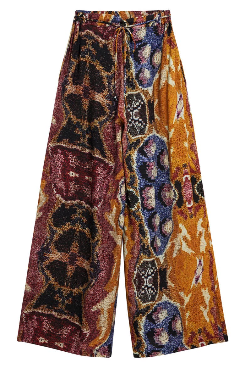Mix Print Wide Leg Pants, Alternate, color, BURGUNDY MULTI