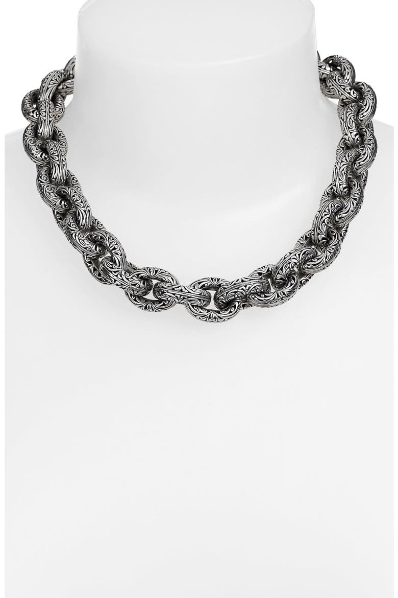 'Classics' Link Collar Necklace, Main, color, SILVER