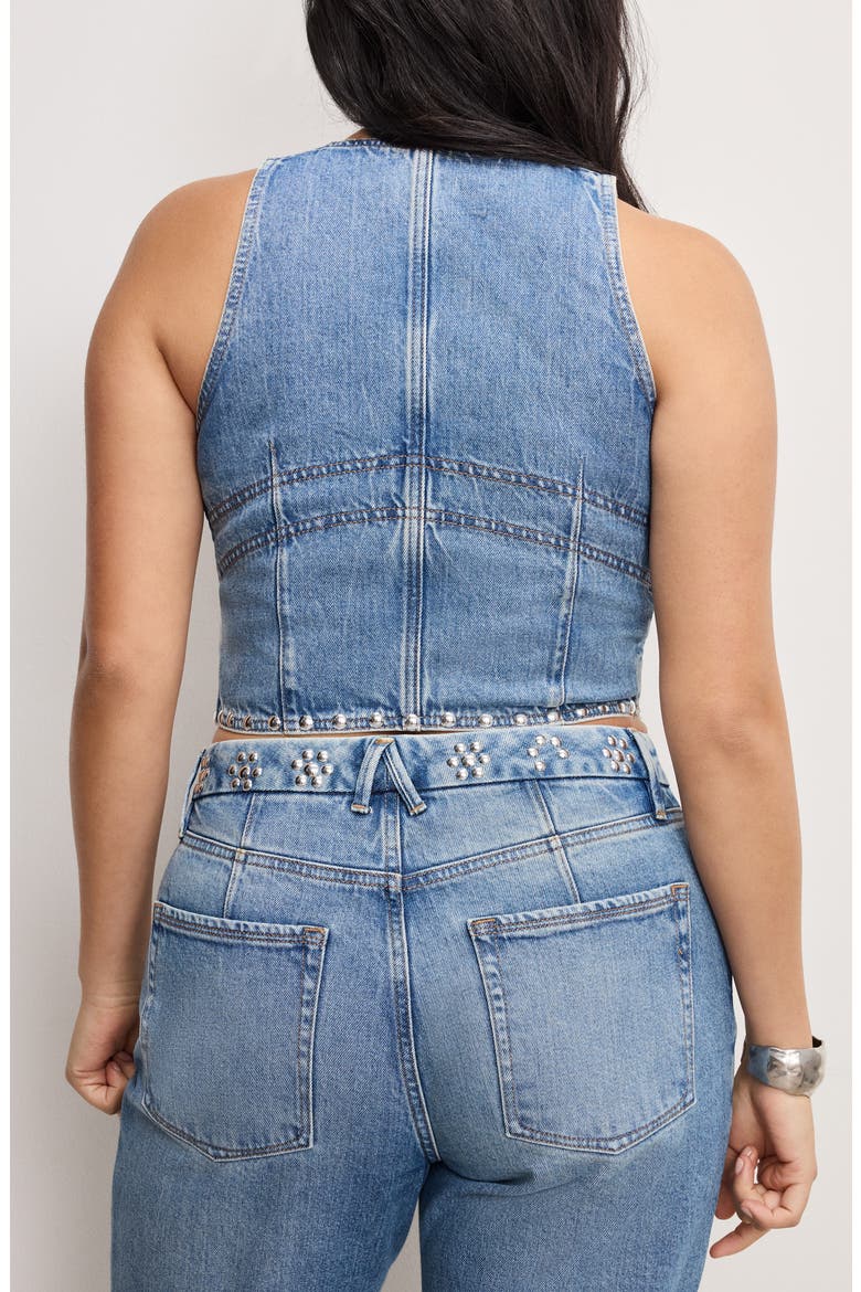 Studded Underwire Denim Vest, Alternate, color, INDIGO895