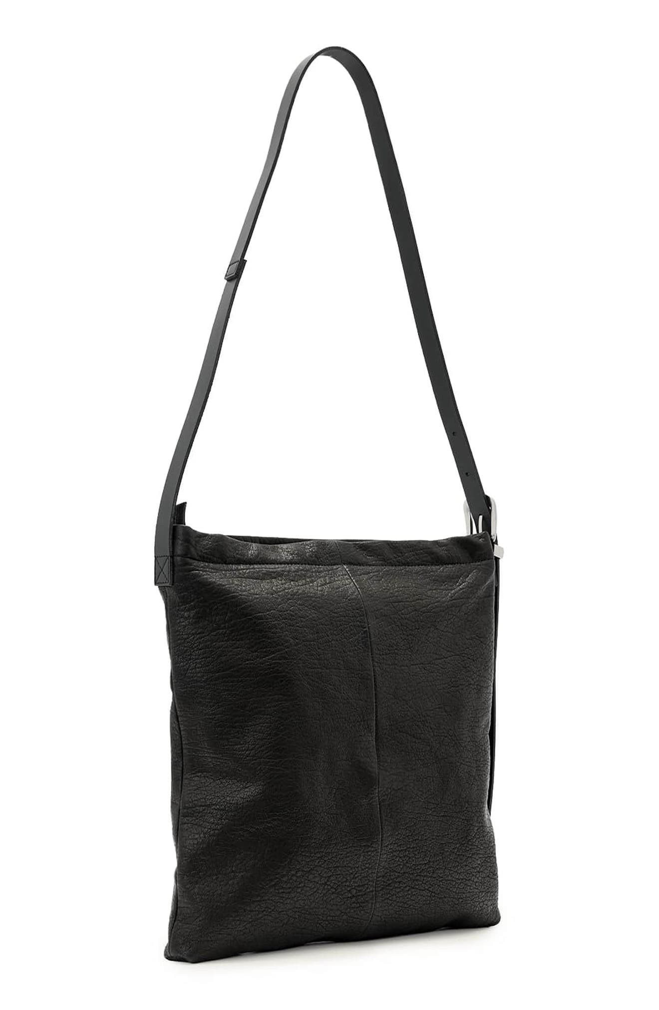 AllSaints Haven Leather Crossbody Bag, Alternate, color, Black