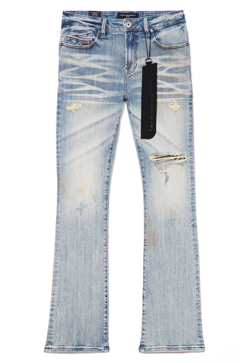 Lenny Distressed Bootcut Jeans, Alternate, color, SUNRISE
