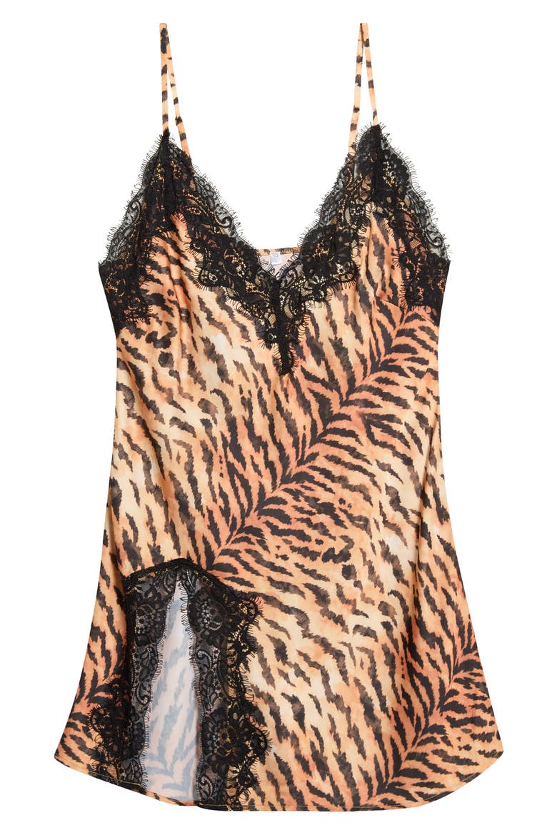 Lace Trimmed Mini Slip, Main, color, TAN TIGER