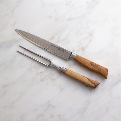 Messermeister Oliva Elite 2 Piece Kullenschliff Carving Set In Brown