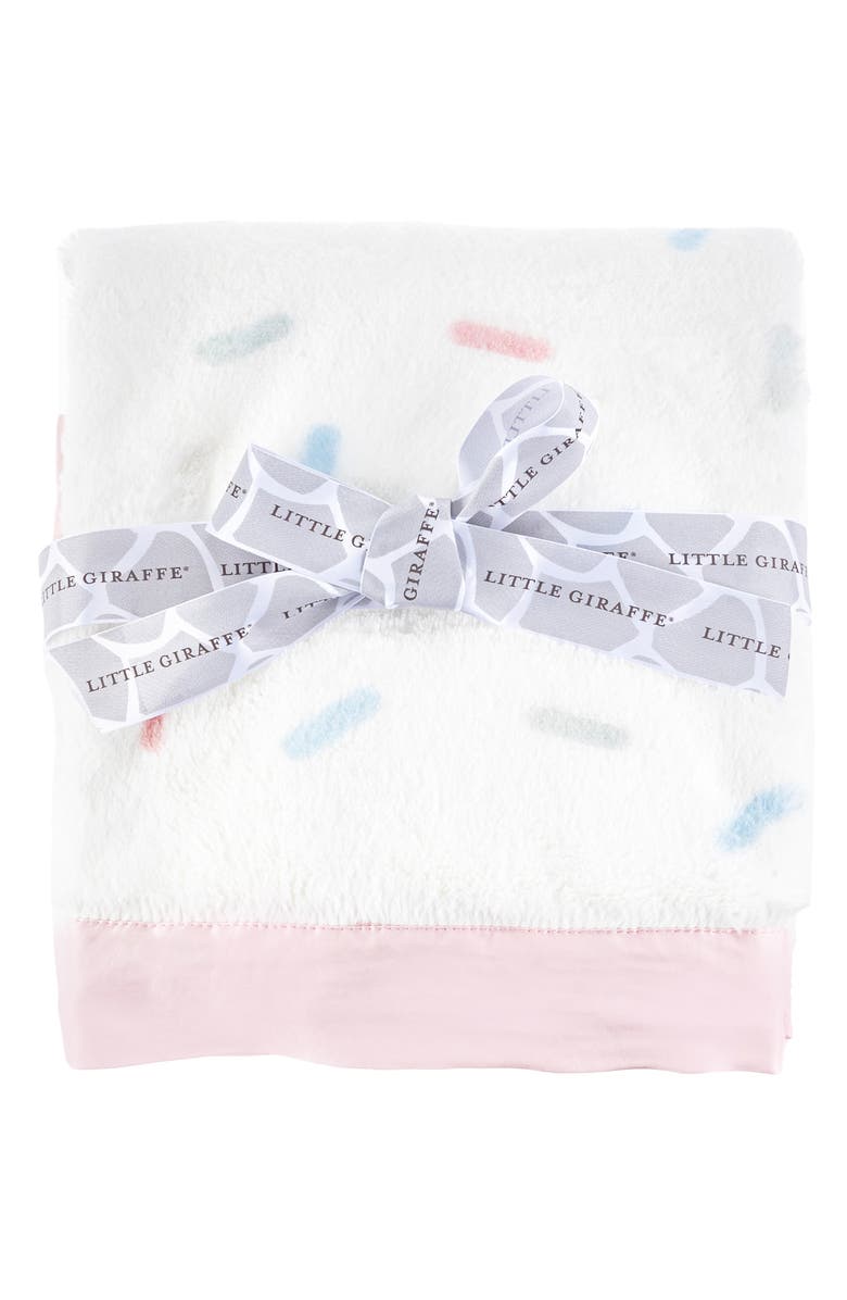 Little Giraffe Luxe Sprinkles Faux Fur Baby Blanket, Main, color, Pink