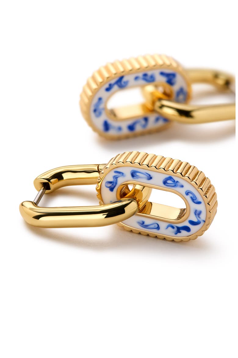 Double Hoop Earrings - Ash Double Marble Blue, Alternate, color, Gold