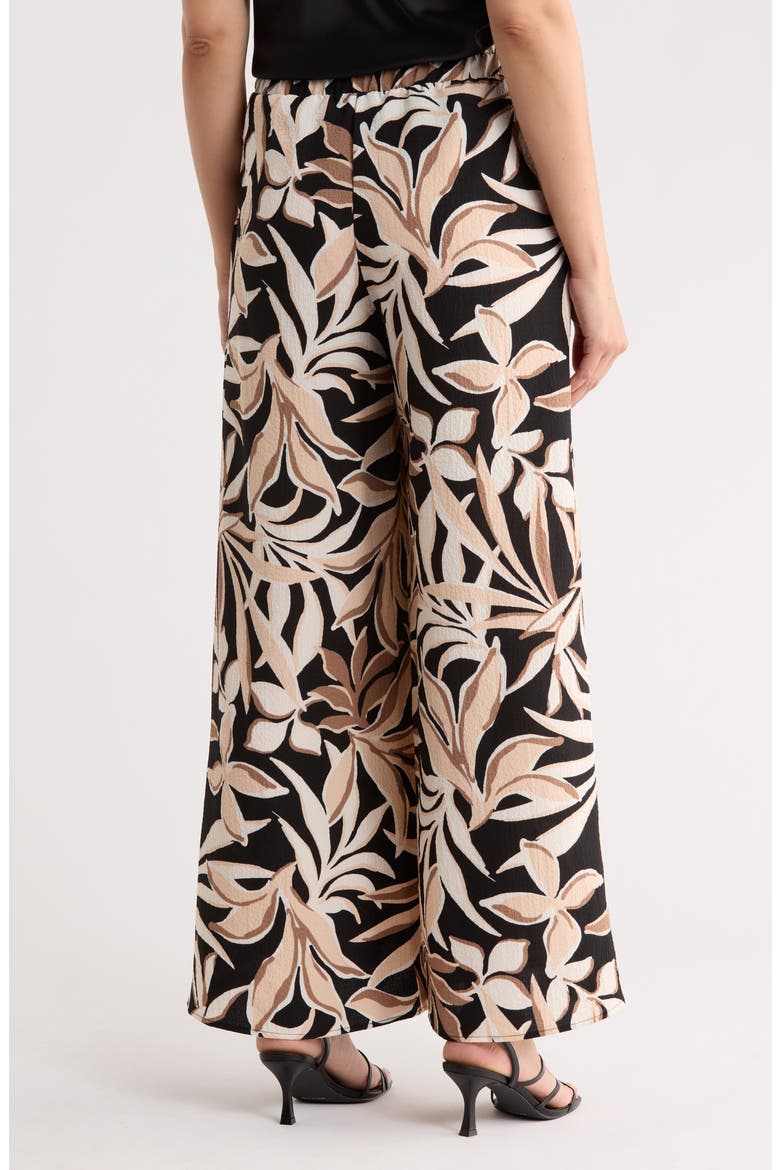 Leaf Print Wide Leg Pants, Alternate, color, BLACK