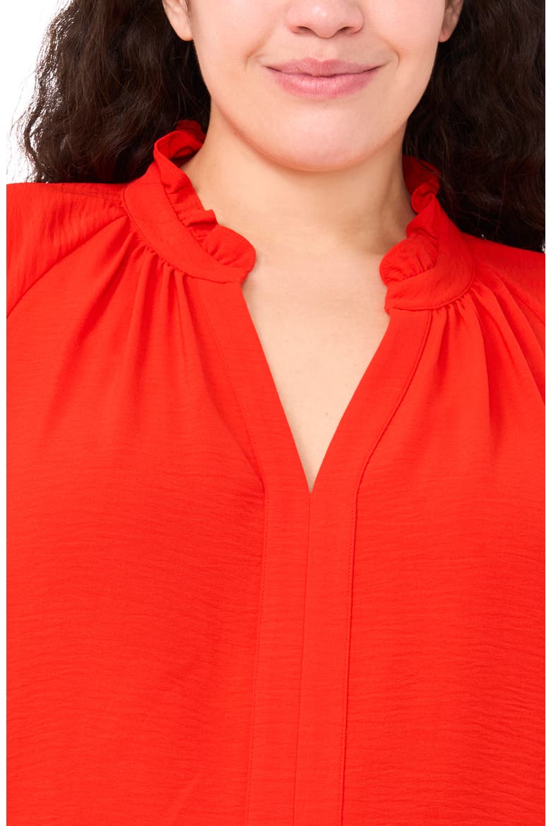 Ruffle Neck Top, Alternate, color, FIERY RED