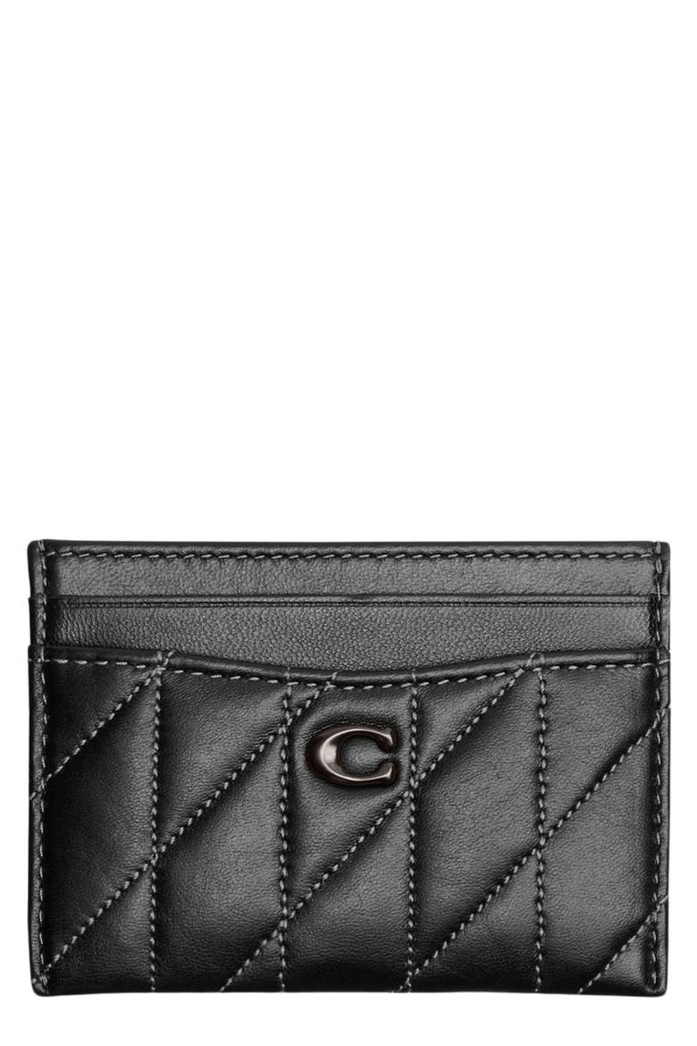Essential Pillow Quilted Leather Card Case, Main, color, V5/BLACK