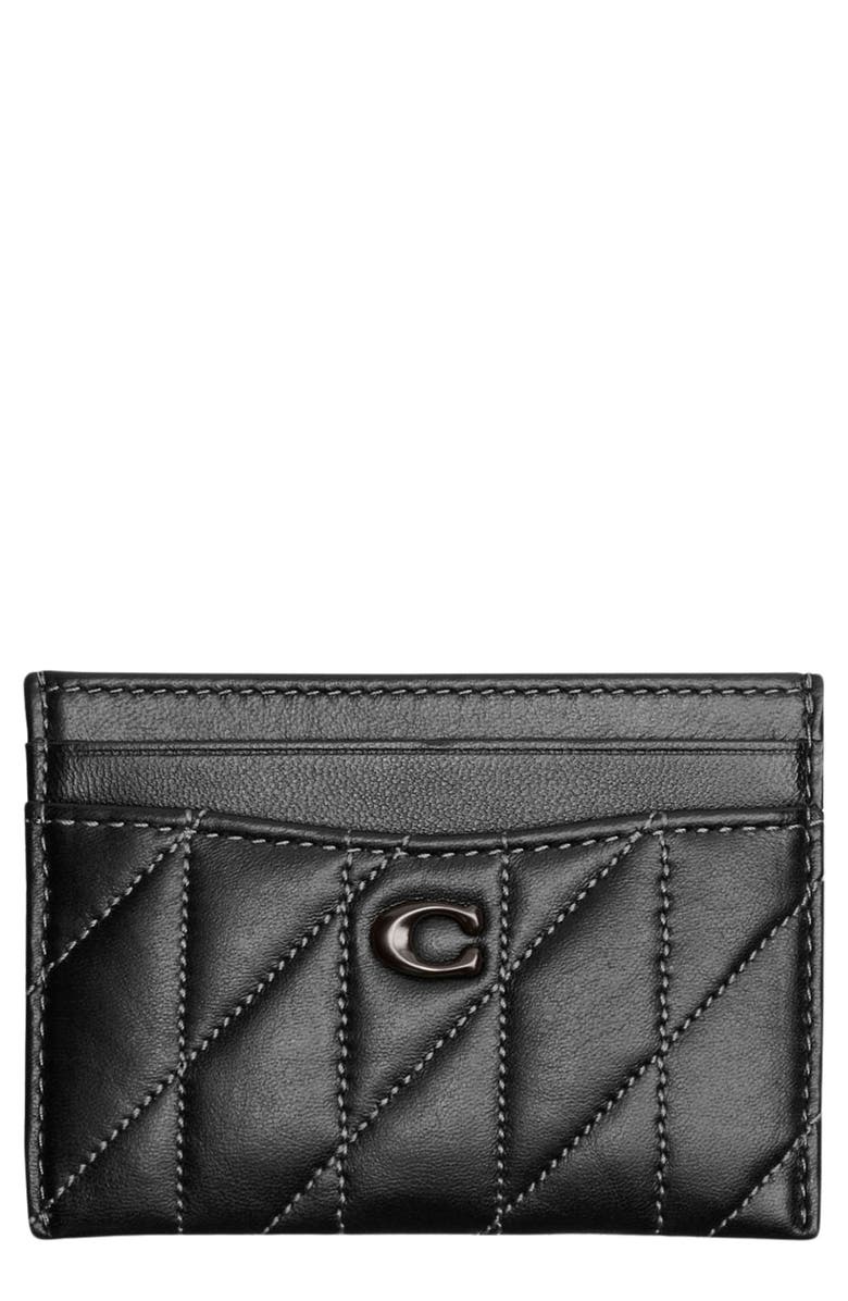 COACH Essential Pillow Quilted Leather Card Case, Main, color, V5/Black