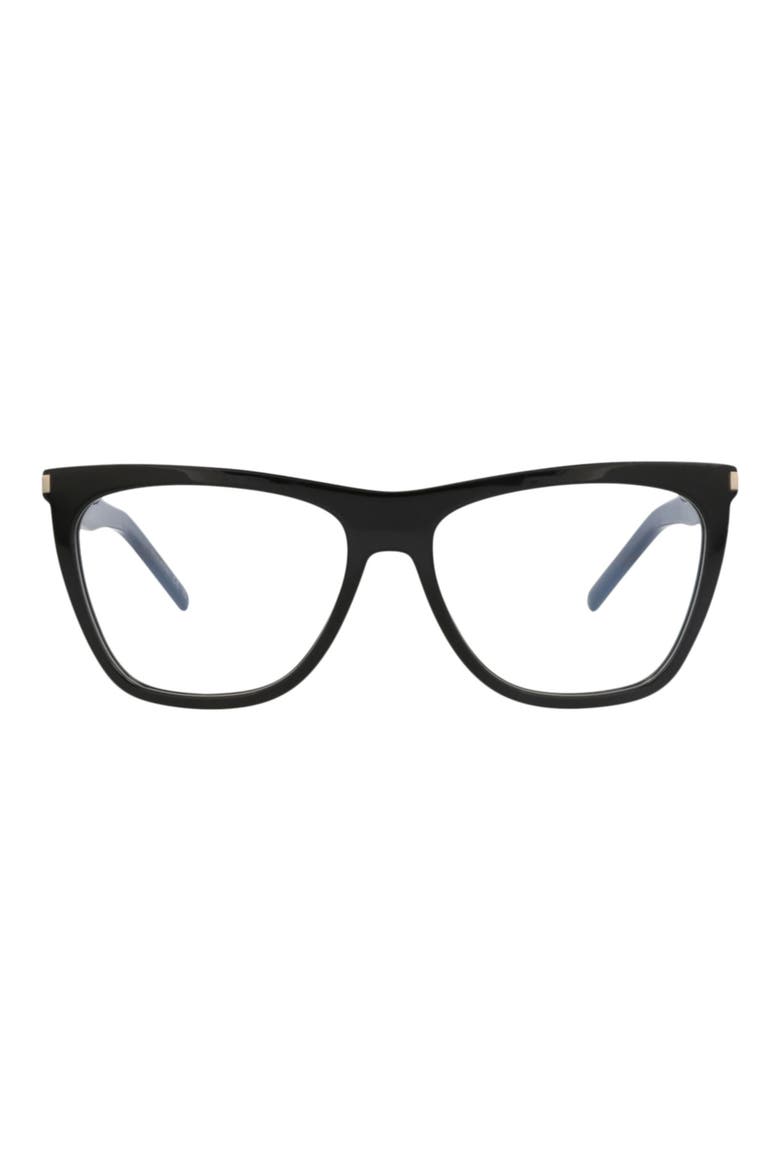 56mm Square Optical Frames, Main, color, BLACK BLACK TRANSPARENT