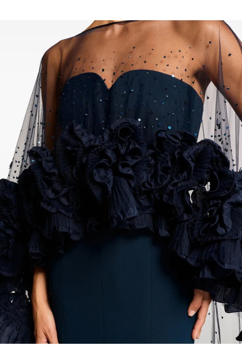 Petal Bloom Ruffle-Detailed Maxi Dress, Alternate, color, Blackthorne Blue