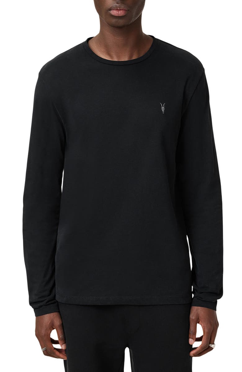 AllSaints Brace Long Sleeve Cotton T-Shirt, Main, color, Jet Black