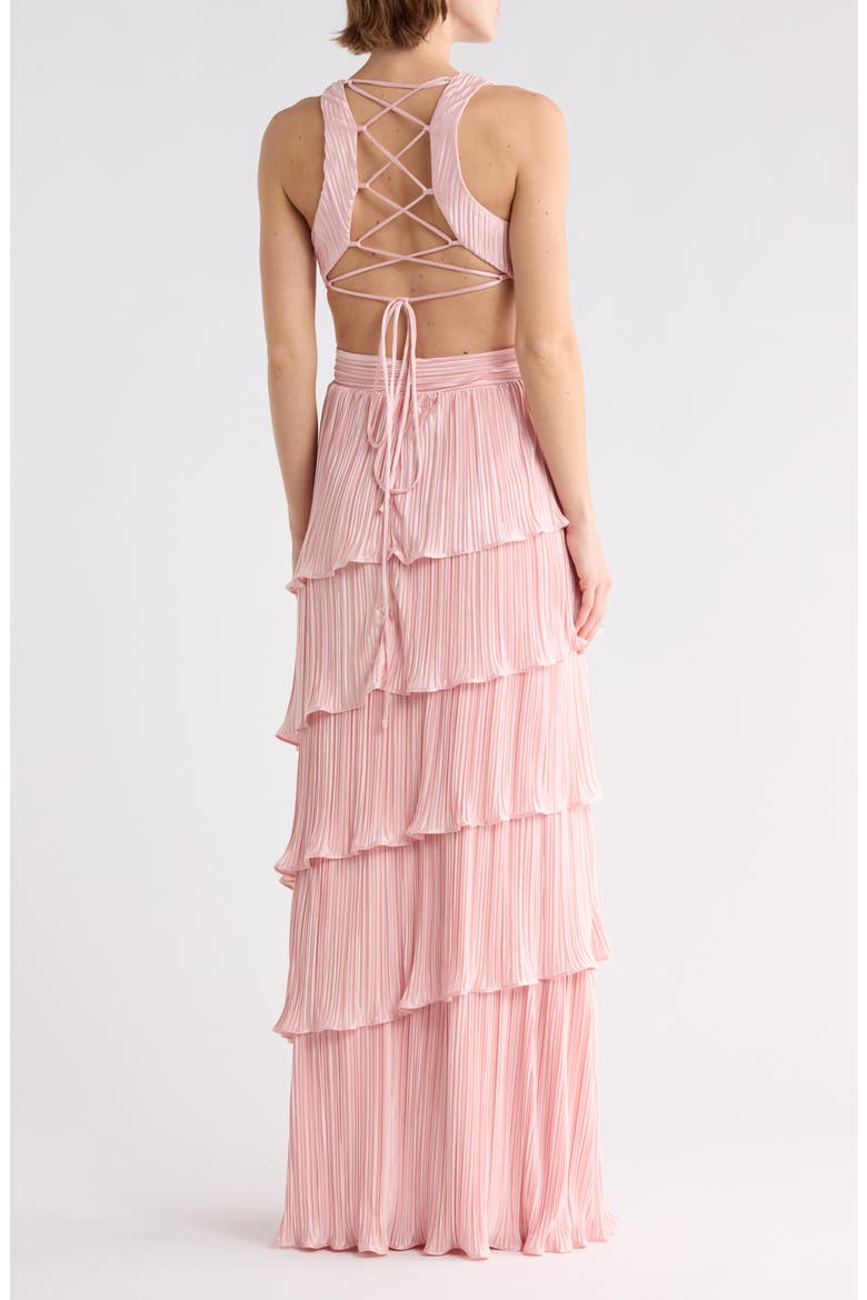 Mulholland Cutout Plissé Maxi Dress, Alternate, color, LIGHT PINK