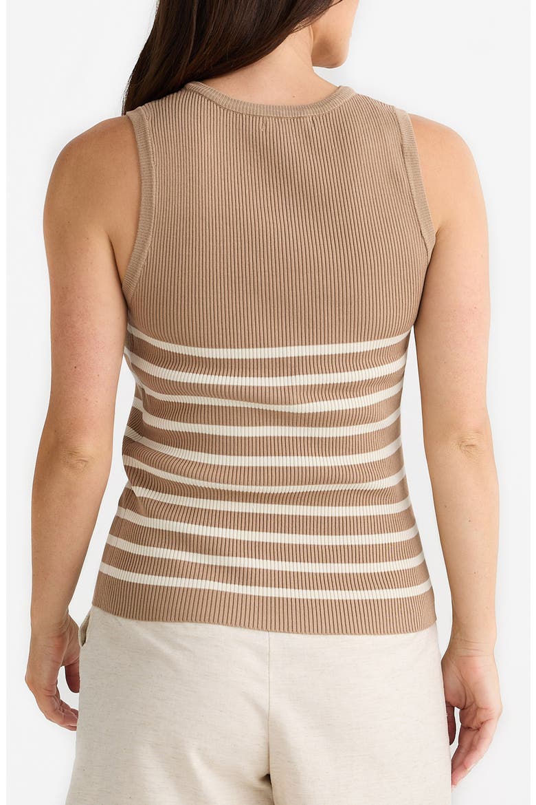 Amba Stripe Rib Tank, Alternate, color, NUT W ECRU STRIPE