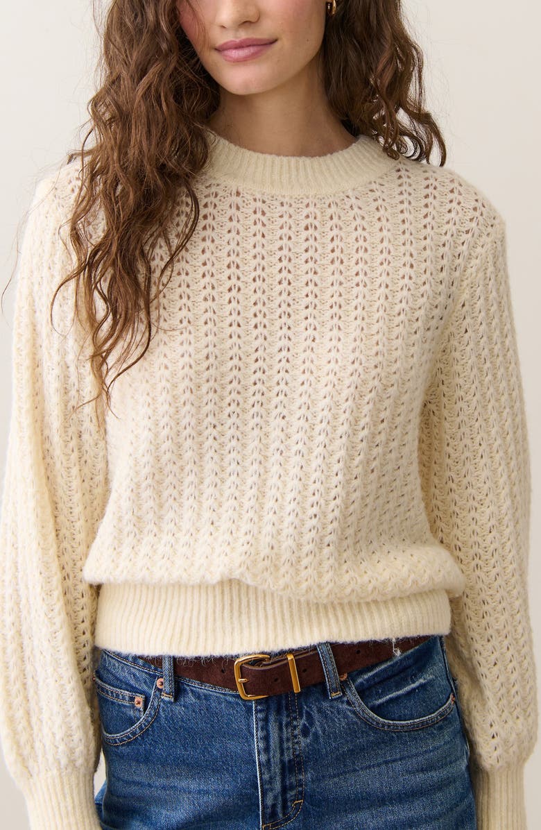Marine Layer Alma Crewneck Sweater, Alternate, color, Cream