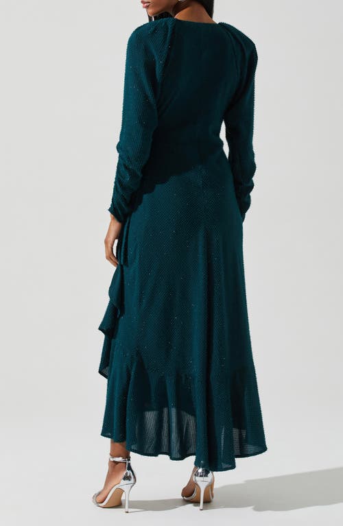 Astr The Label Zenaida Long Sleeve Faux Wrap Dress In Green