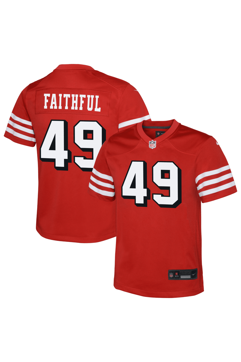 Youth Nike The Faithful Scarlet San Francisco 49ers Alternate 2 Game Jersey, Main, color, Scarlet