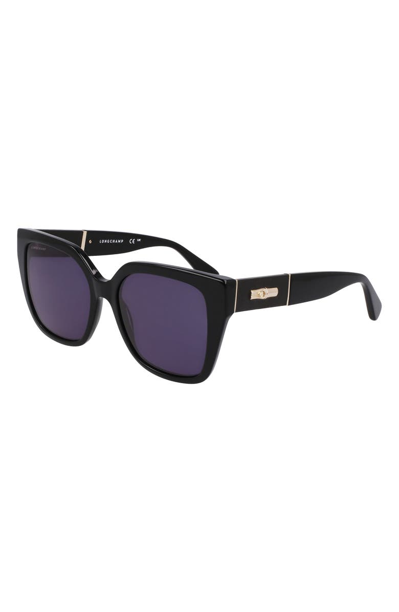 Longchamp Roseau 54mm Butterfly Sunglasses, Alternate, color, Black