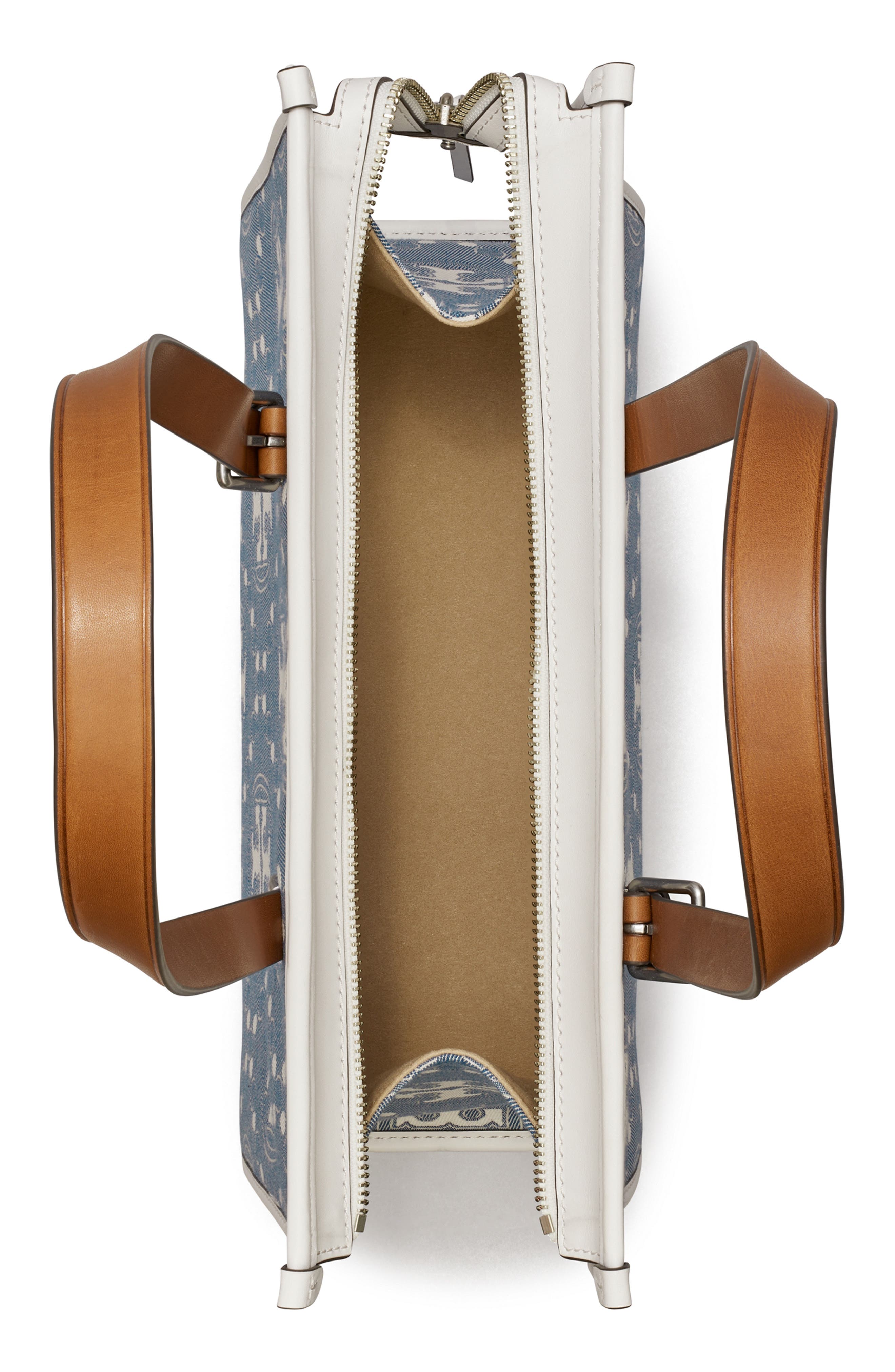 Tory Burch Small T Monogram Denim Tote, Alternate, color, 