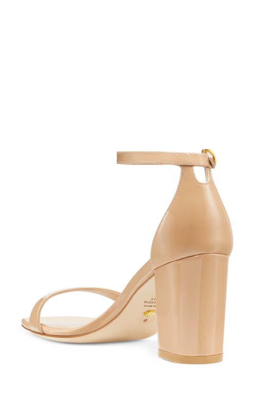 Stuart Weitzman Nearlynude Patent-leather Sandals In Adobe
