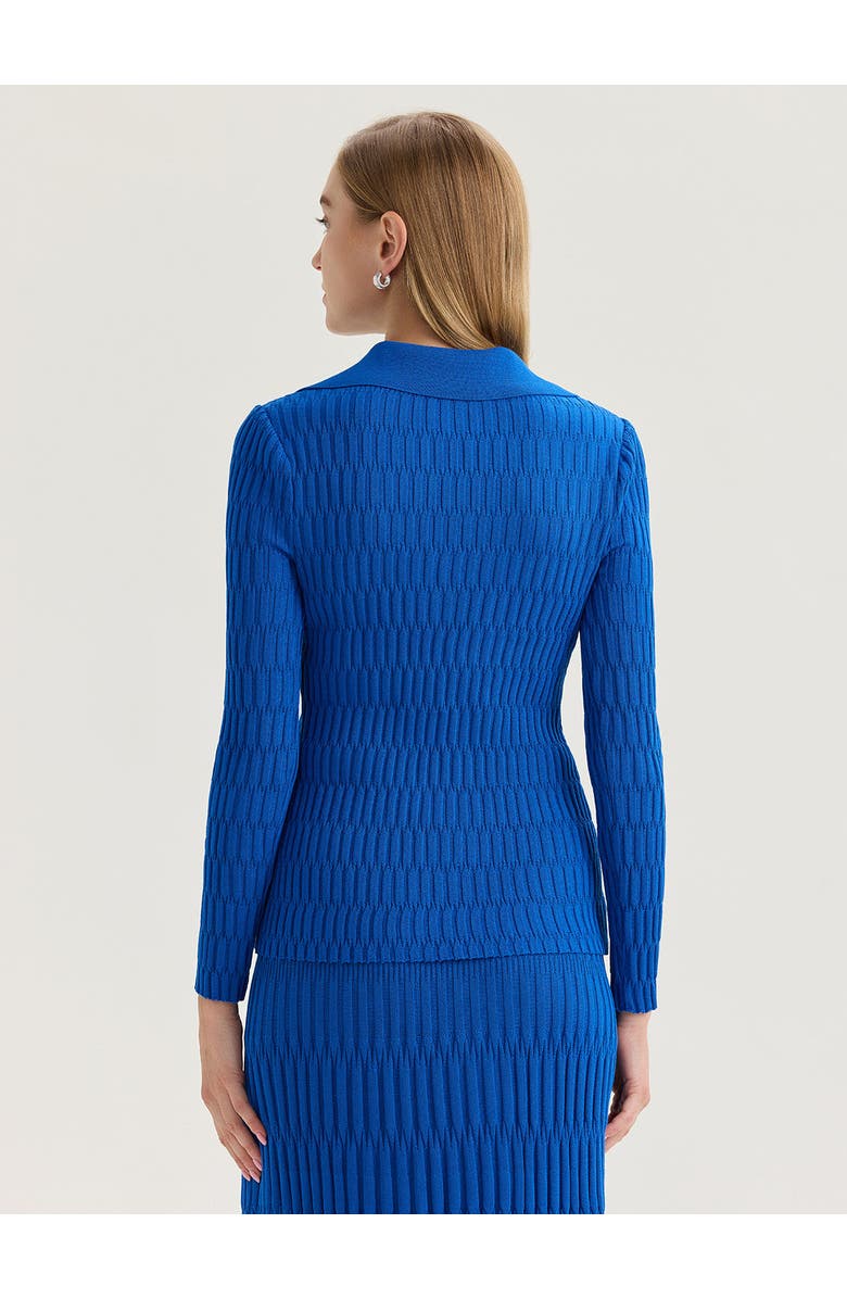 Misook Raised Geometric Soft Knit Tunic, Alternate, color, Aegean Blue