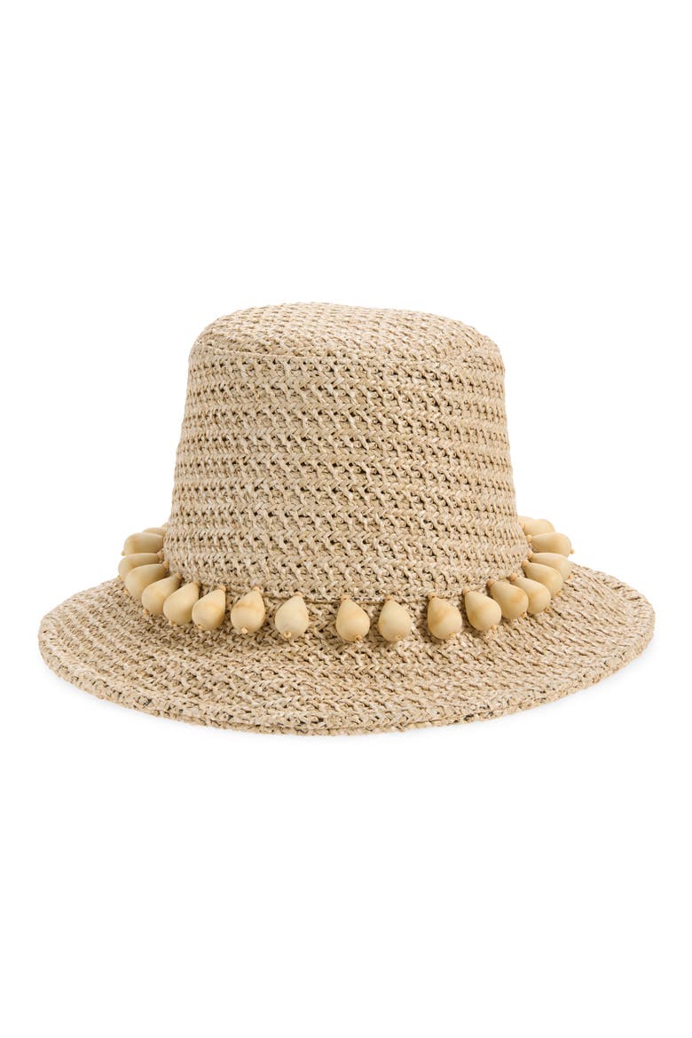 Sedona Wooden Drop Raffia Hat, Main, color, NATURAL