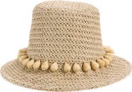 Lele Sadoughi Sedona Wooden Drop Raffia Hat