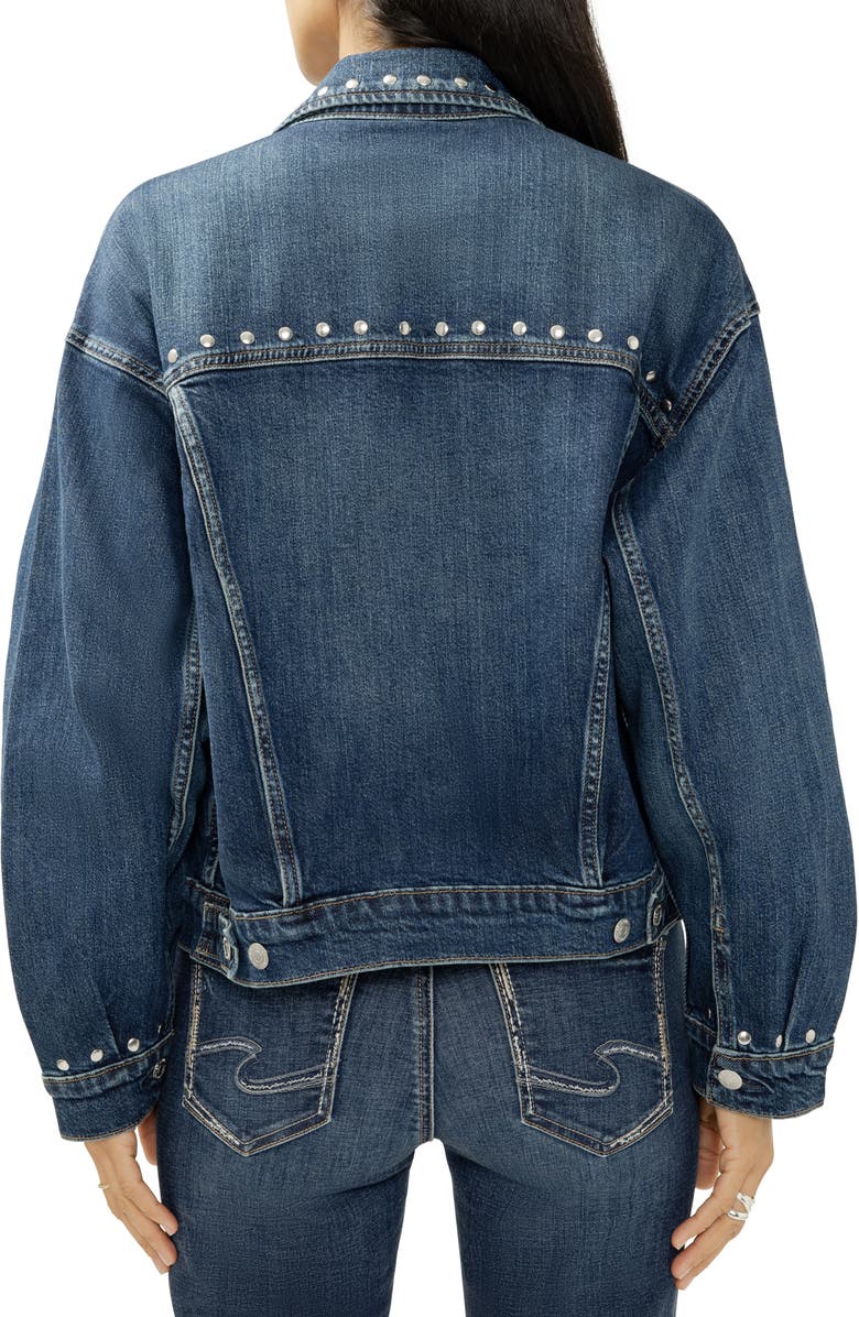 Silver Jeans Co. Studded Denim Jacket, Alternate, color, Pimlico