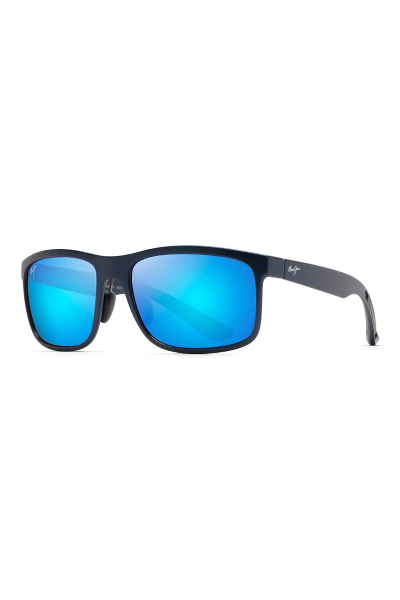 Huelo 58mm PolarizedPlus® Rectangular Sunglasses, Alternate, color, DARK BLUE/ BLUE HAWAII