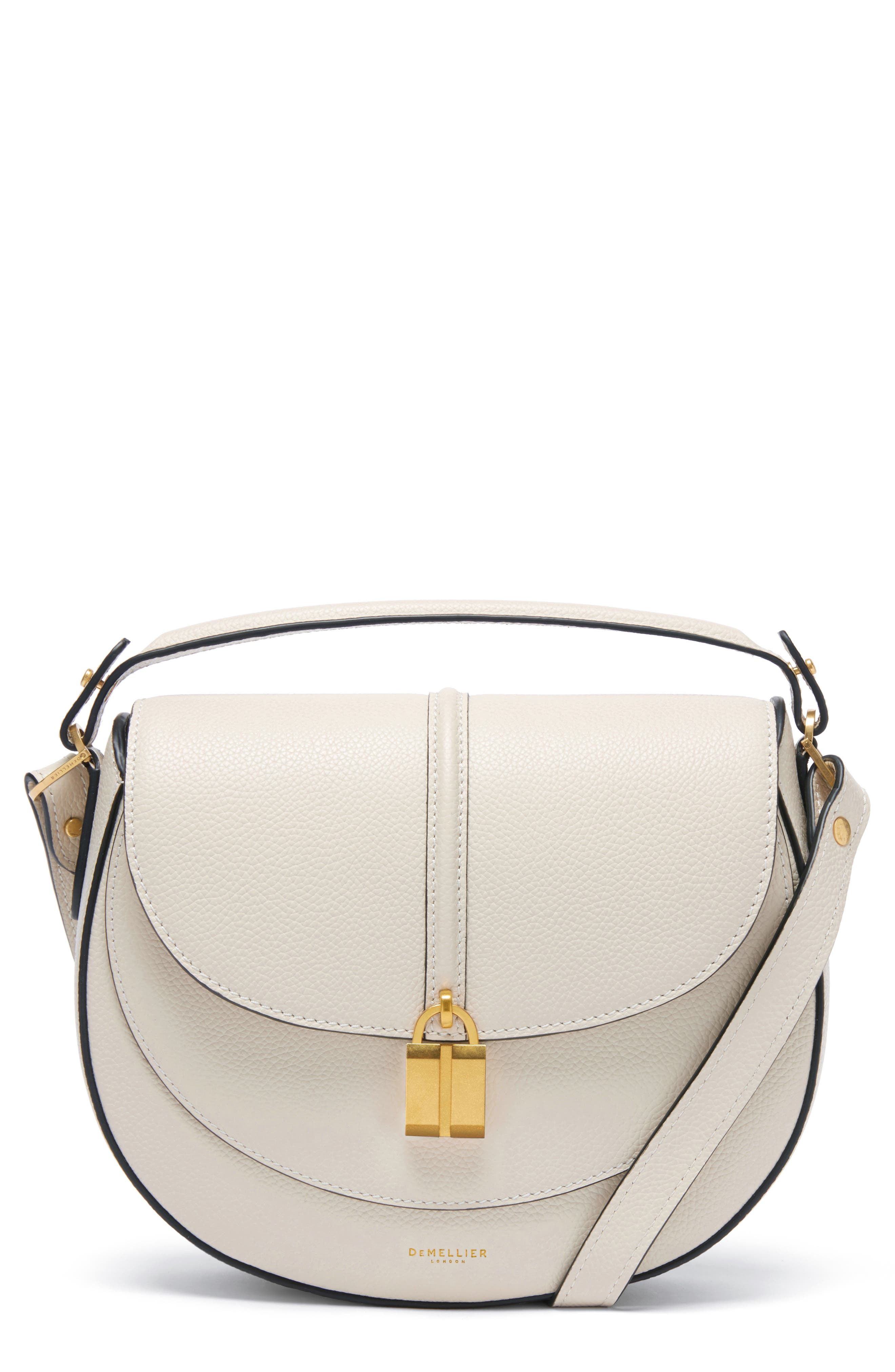 DeMellier Siena Leather Saddle Crossbody Bag, Main, color, Chalk