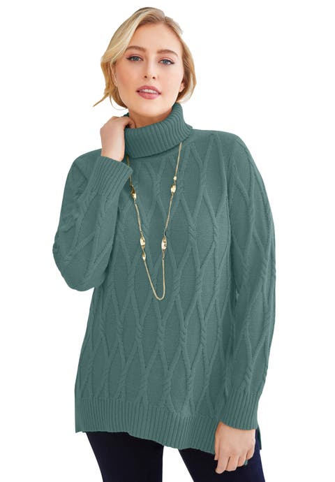 Cable Turtleneck Sweater (Plus)