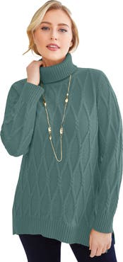 Jessica London Cable Turtleneck Sweater