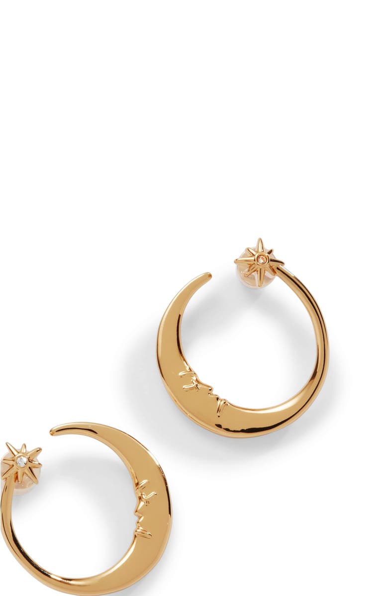 Alex and Ani Crescent Moon Hoop Earrings, Alternate, color, Gold