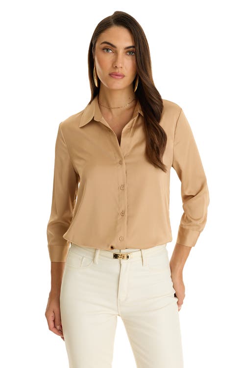 The Noli Shop Sara Silk Blouse in Mocha at Nordstrom, Size X-Large
