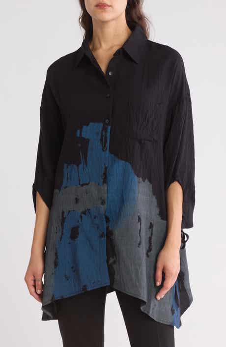 PATRIZIA LUCA Printed Button-Up Tunic Shirt