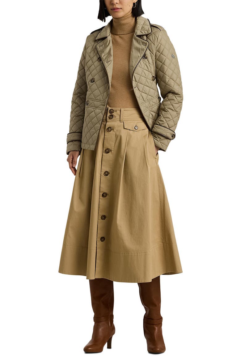 Double Breasted Quilted Jacket, Alternate, color, BIRCH TAN