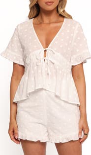 Petal & Pup Carlen Clip Dot Tie Front Cotton Shorts