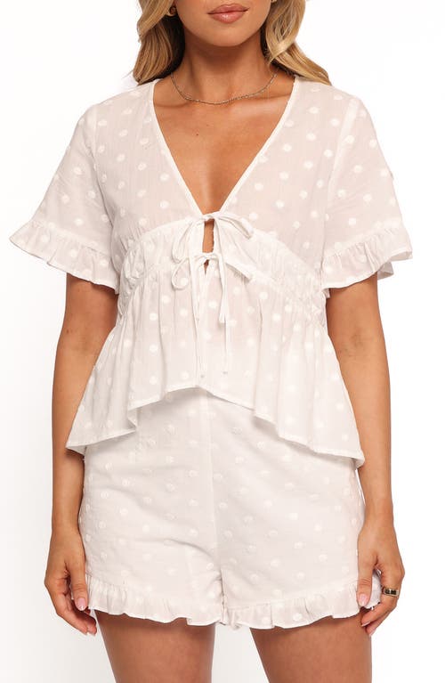 Petal And Pup Petal & Pup Carlen Clip Dot Tie Front Cotton Top In Animal Print