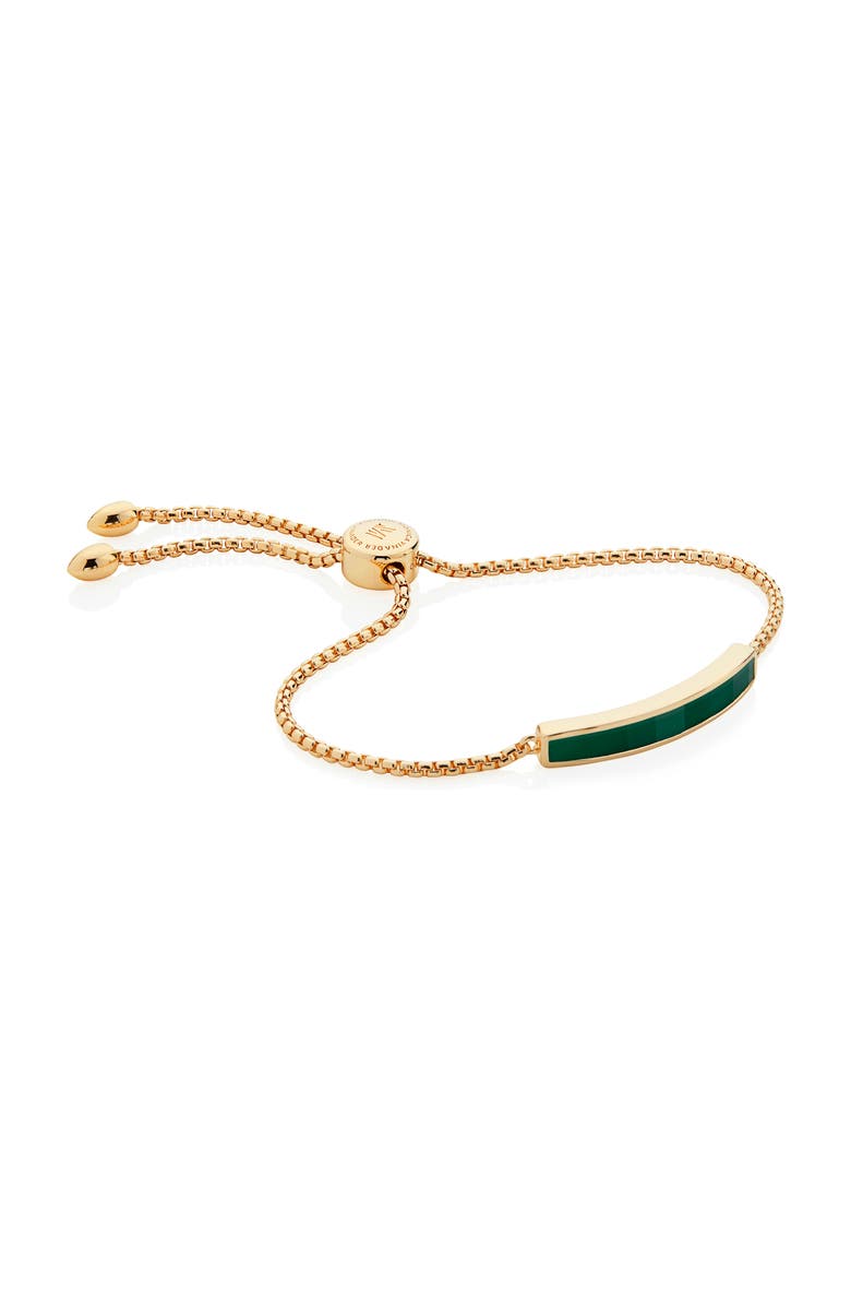 Monica Vinader Baja Skinny Friendship Bracelet, Main, color, Yellow Gold/ Green Onyx