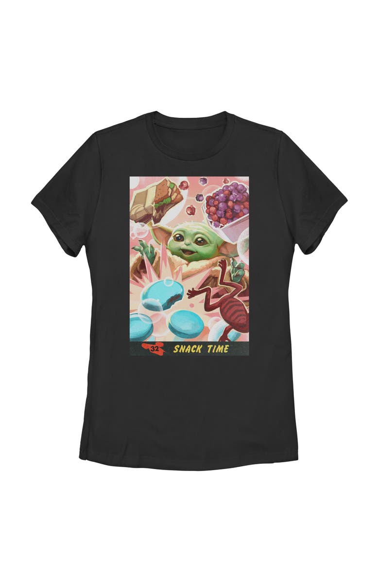 Star Wars: The Mandalorian and Grogu Women's Star Wars The Mandalorian and Grogu The Child Snack Time Comic Art  Graphic T-Shirt, Main, color, Black